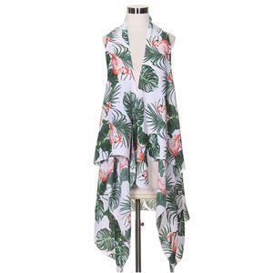 Code22 Flamingo with Leaves Pattern Printing Vest